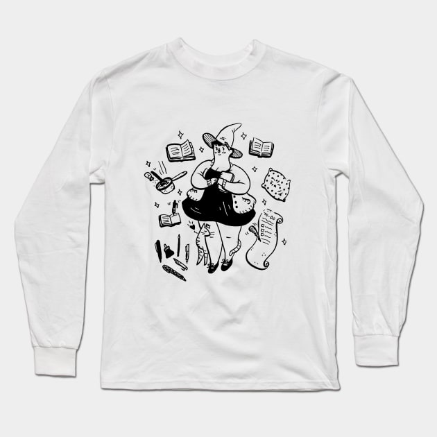 Cozy Witch Long Sleeve T-Shirt by seaeyedraw